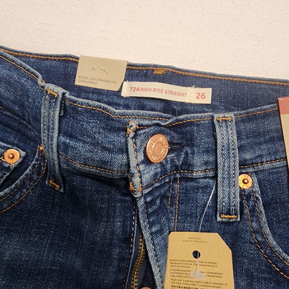 Levi's 724 high rise slim straight jeans size 2 short L26''xW30'' women's - Picture 4 of 8
